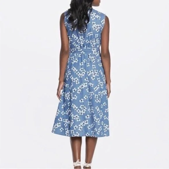 Draper James Miranda Wrap Dress Floral Chambray - Picture 2 of 6